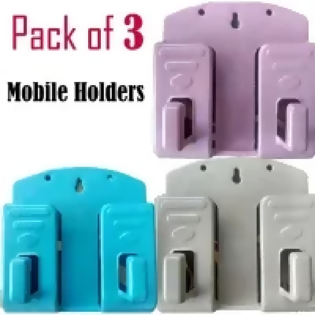 Pack of 3 Wall Mounted Universal Mobile Phone Holder for Charging