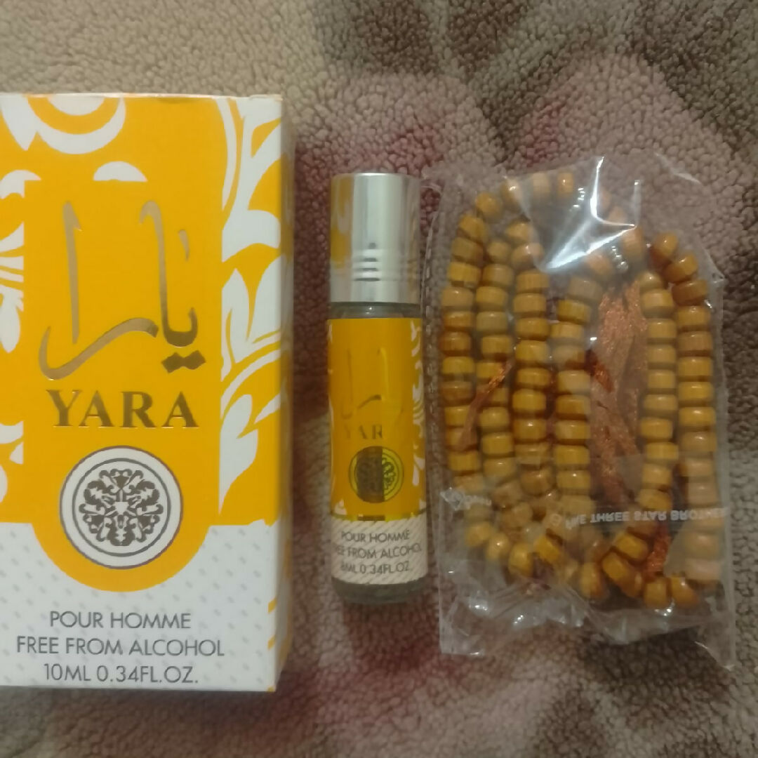 Yara Attar with Tasbeeh Gift - Alcohol-Free Fragrance 8ml - Grey