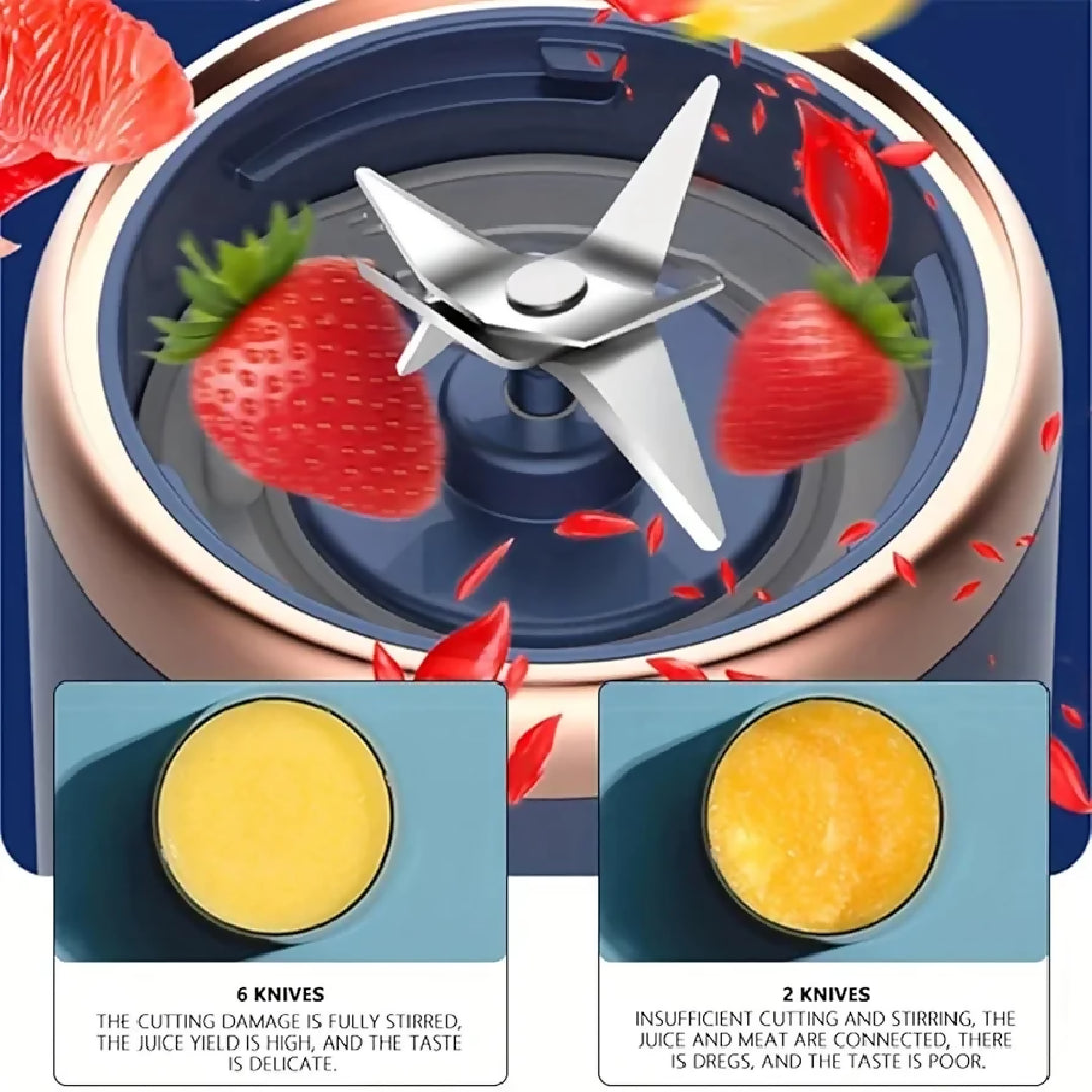 Hexa Blade Juicer Rechargeable Mini Automatic Electric Juicer 2in1