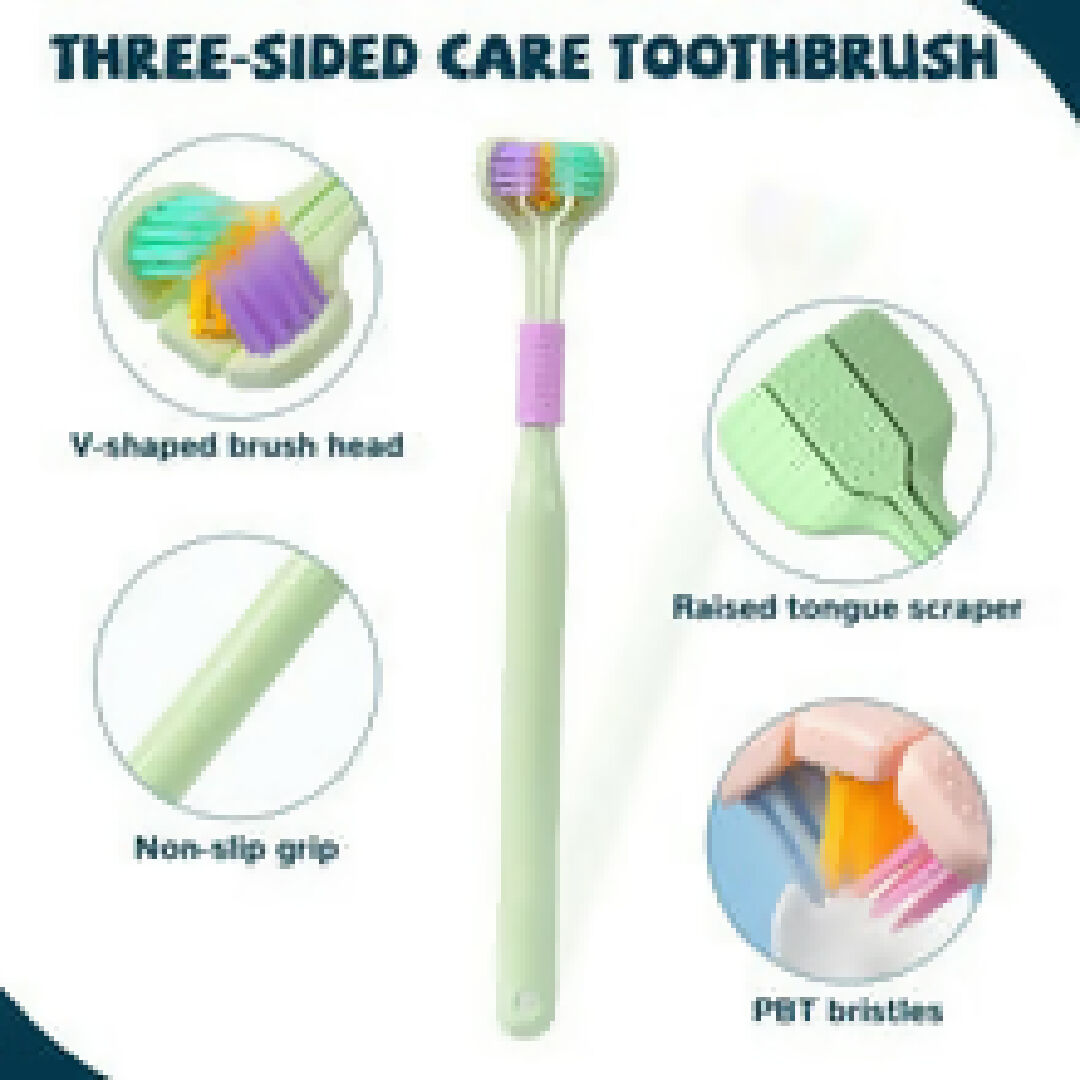 3 PCS Triple Sided Toothbrush Triple Head Wrap Household Soft Bristles Cleaning Daily Sensory Toothbrush