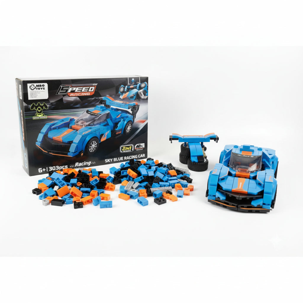 2 In 1 Transforming Racing Car Building Blocks Set Blue