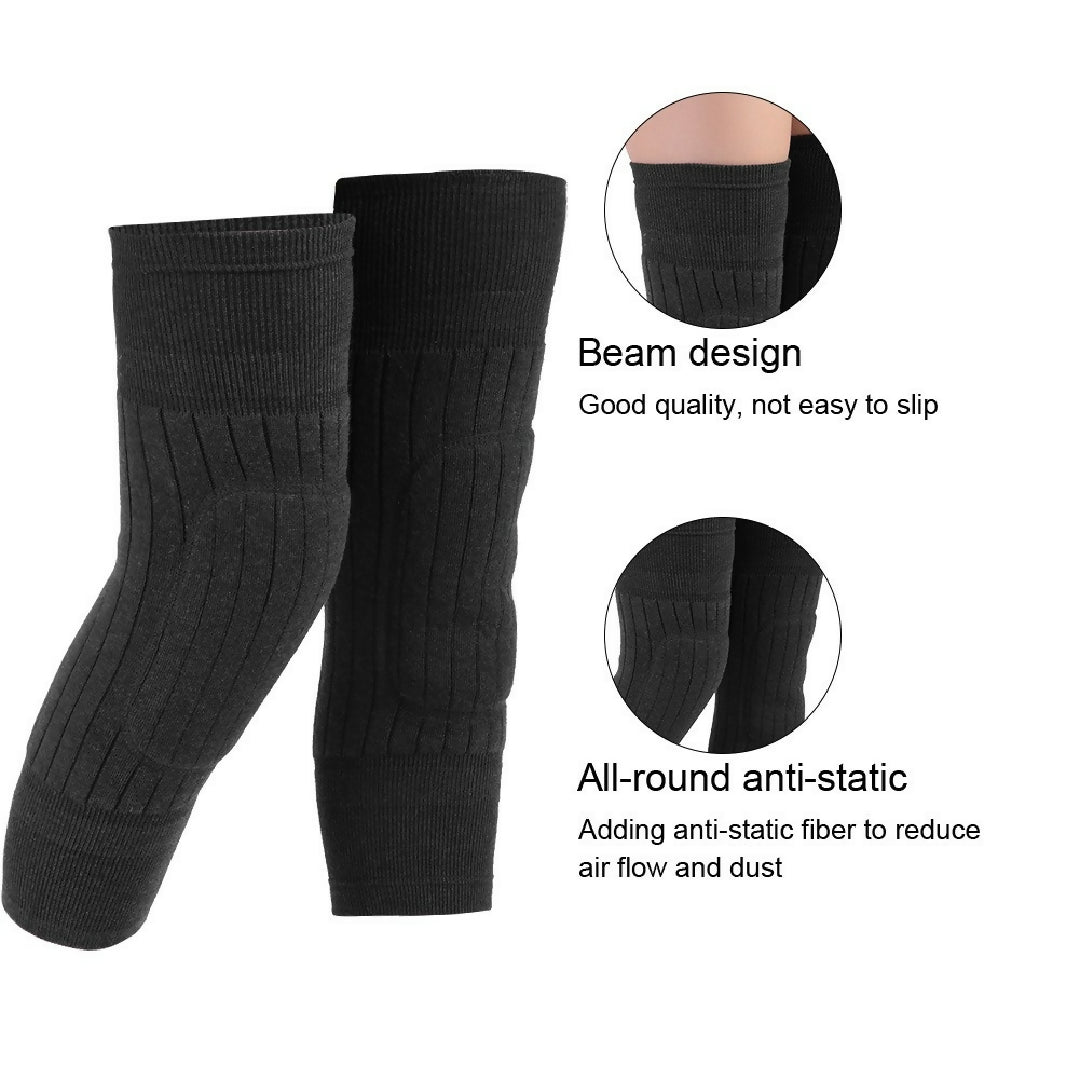 Unisex Wool Knee Length Leg Warmers Plain Black Comfortable Stylish Winter Wear Easy to Wear Without Belt 1 Pair
