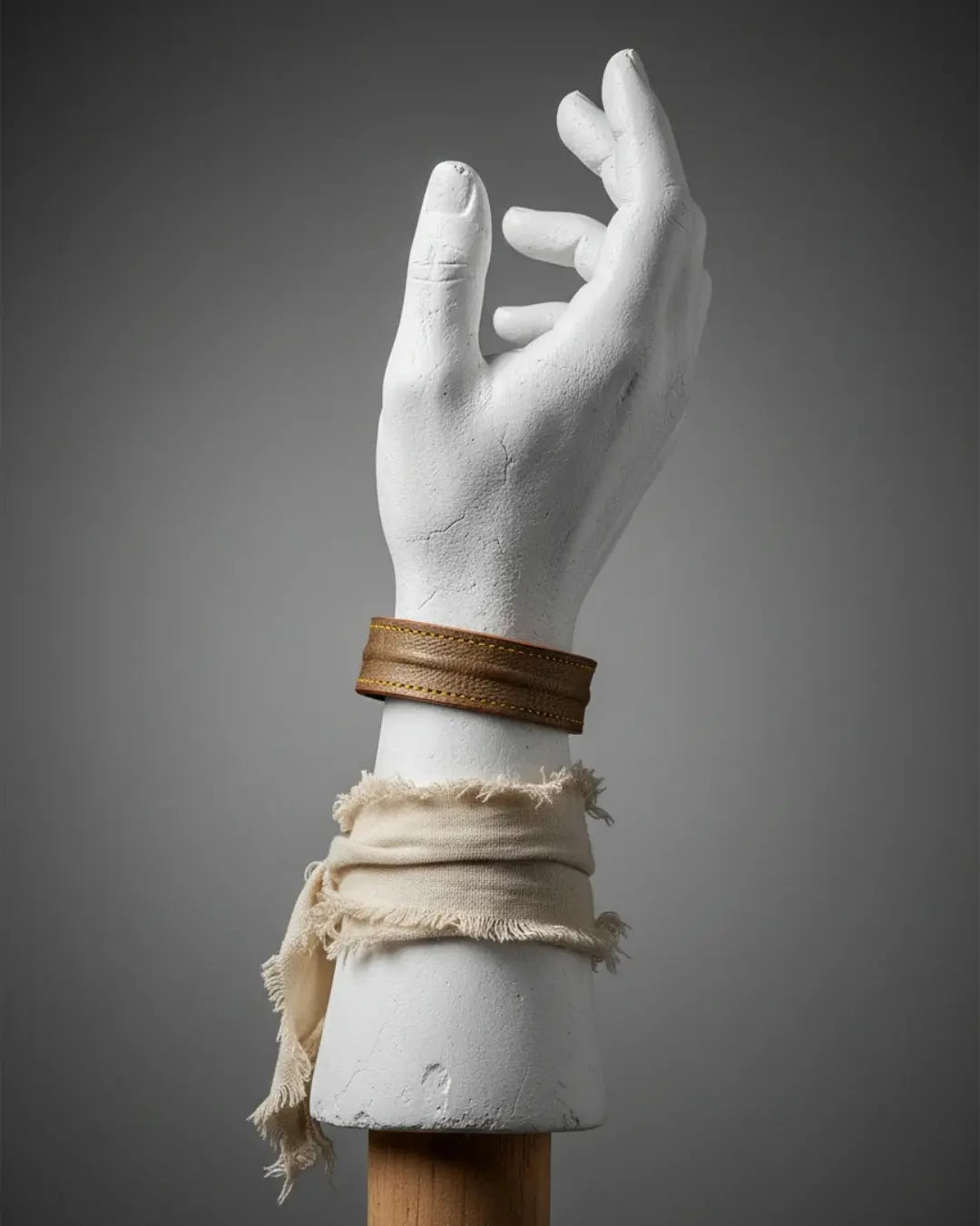 The Grit - Bronze Lizard Texture - Kara Style Leather Bracelet / Leather Cuff