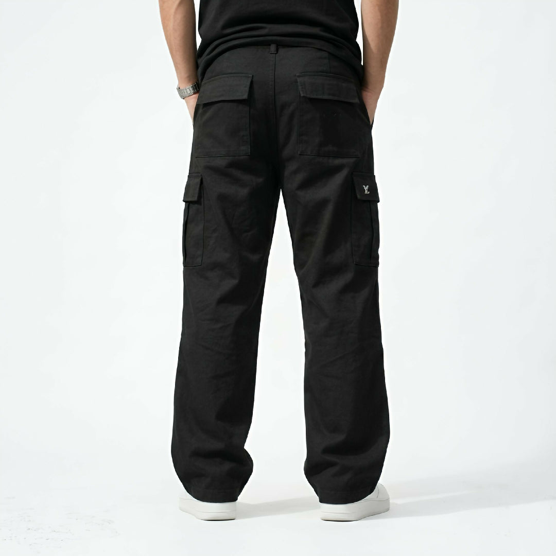 6-Pocket Baggy Cargo Trousers for Men - Cotton Lycra Stretchable Fit