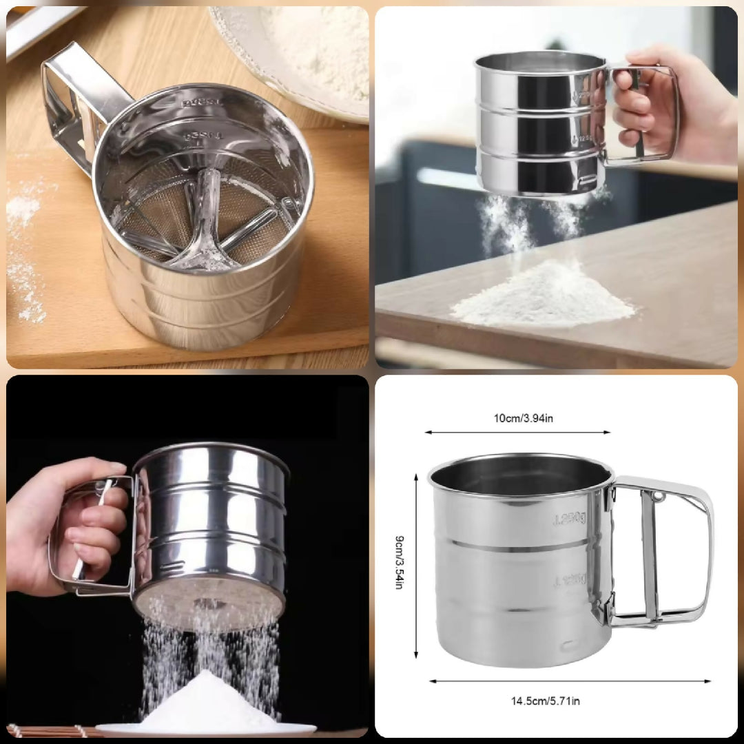 Stainless Steel Mesh Net Flour Sifting Powder Sifter Sieve Strainer Cake Baking Decor Katoritchen