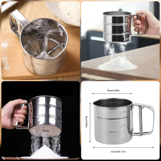 Stainless Steel Mesh Net Flour Sifting Powder Sifter Sieve Strainer Cake Baking Decor Katoritchen