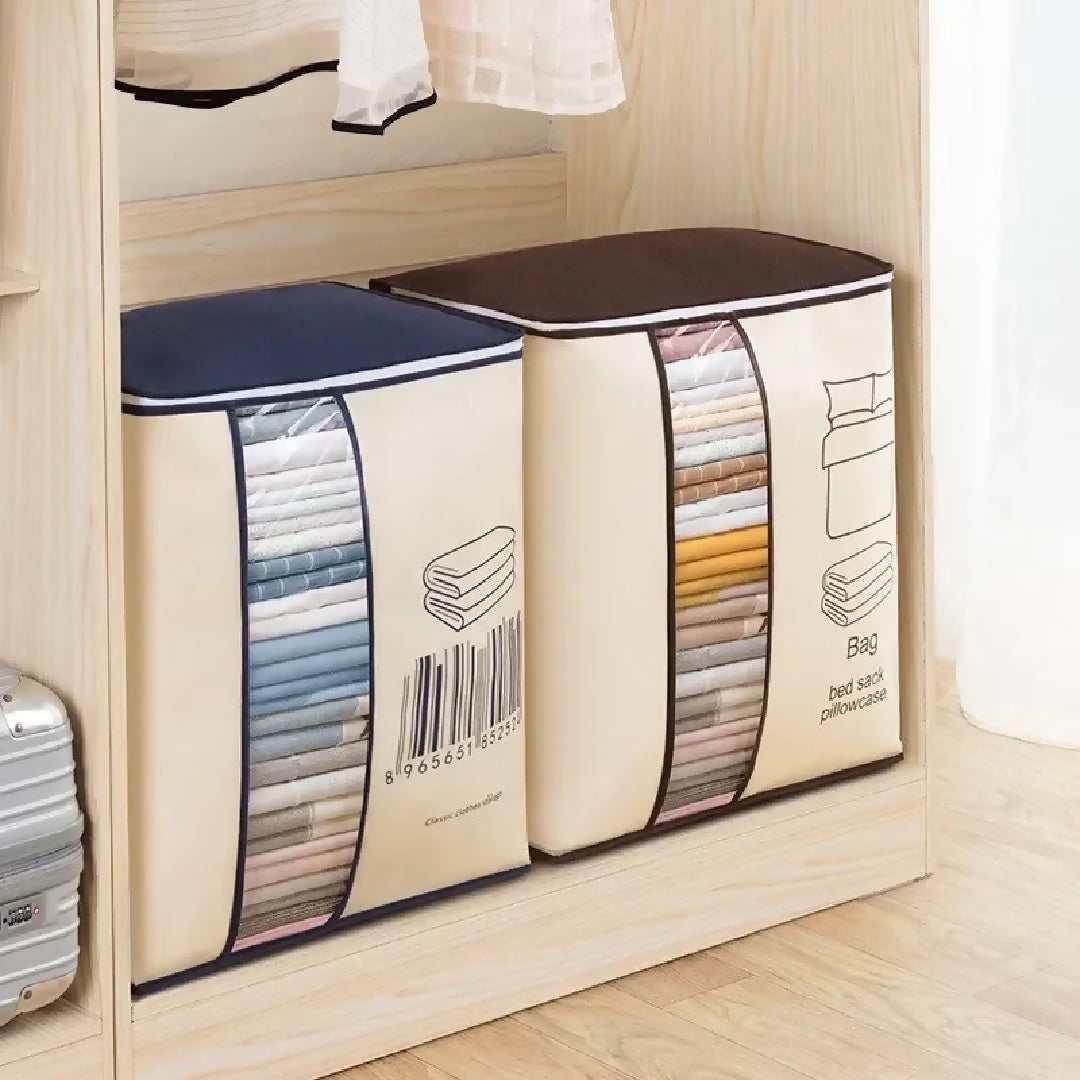 Large Non-woven Portable Clothes Storage Bag Clothing Organizer - 120 gsm - Random Color