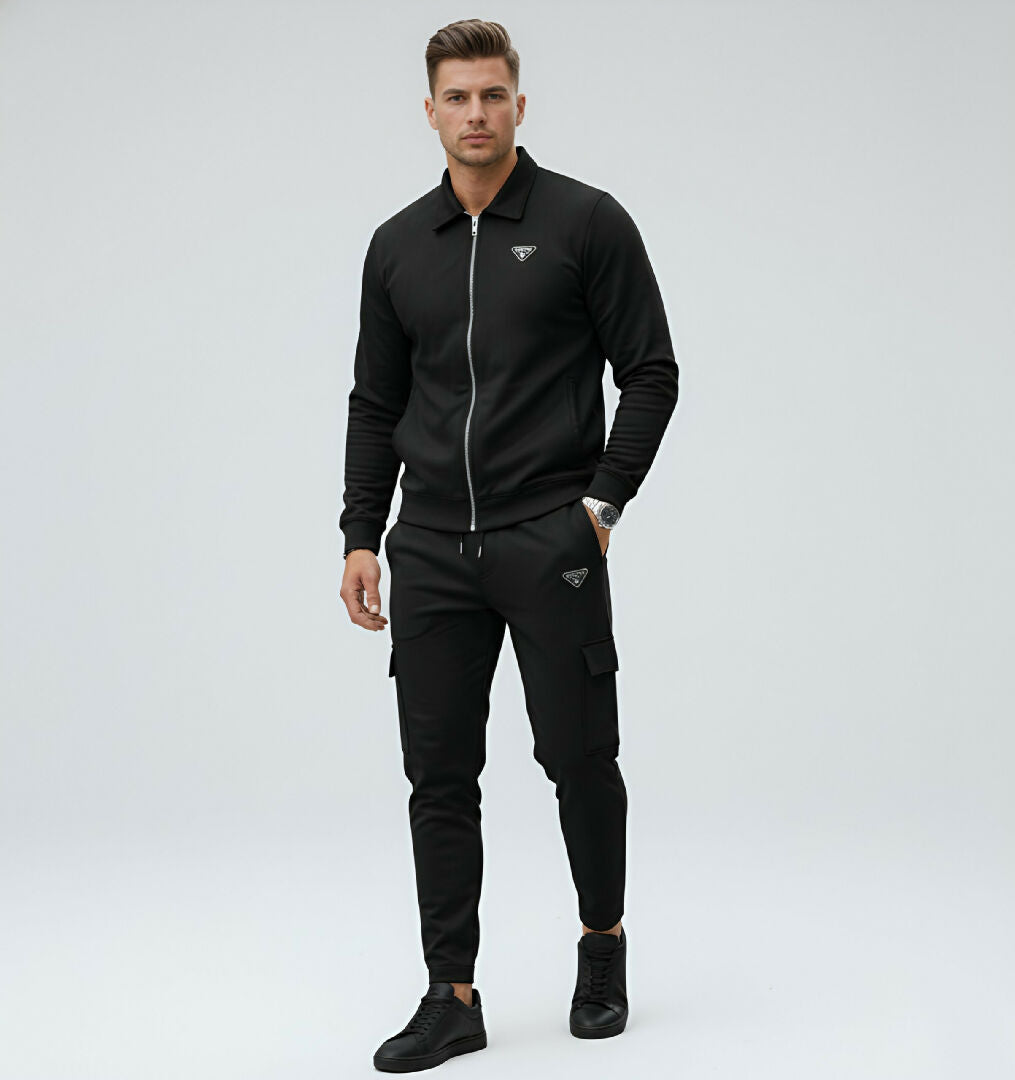 Mens Premium Suede Scuba 4 Pocket Cargo Tracksuit 320 GSM