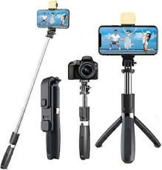 R1s Bluetooth Selfie Sticks with Remote and Selfie Light 3 in 1 Multifunctional Selfie Stick Tripod Stand Mobile Stand Compatible with All Phones 360 degree Rotation