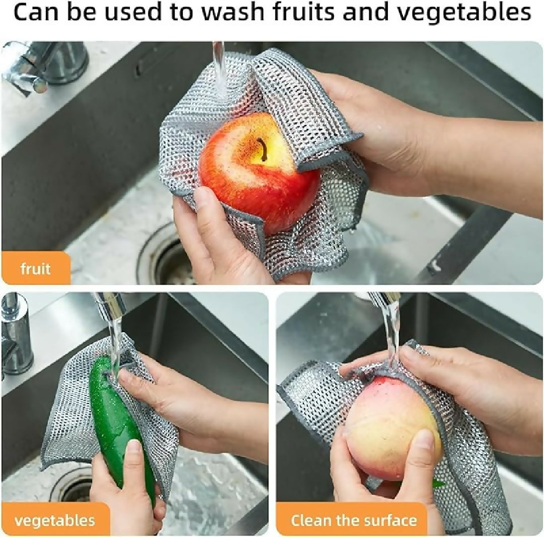 Pack of 10 Dish Washing Cleaning Cloth - Wire Dish Washing Rugs for Kitchen Dishes