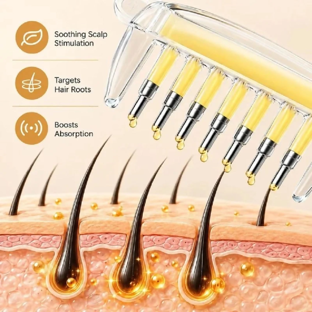Transparent Hair Oil Applicator Comb Refillable Scalp Massage Comb with Built In Oil Reservoir Leakproof Hair Serum Distribution Brush Unisex