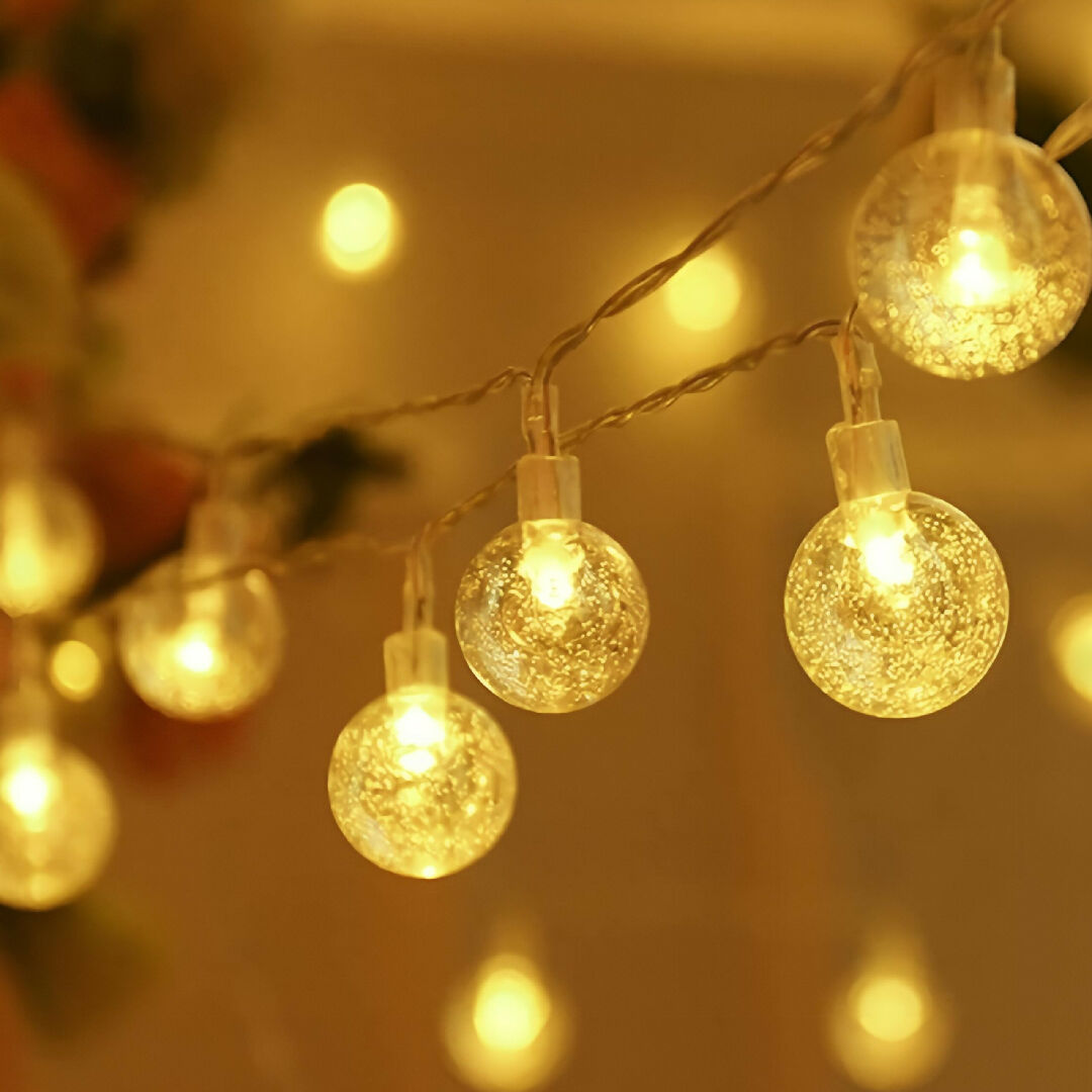 Crystal White Bulb Starry Lights Warm Golden Glow Decorative String Lights