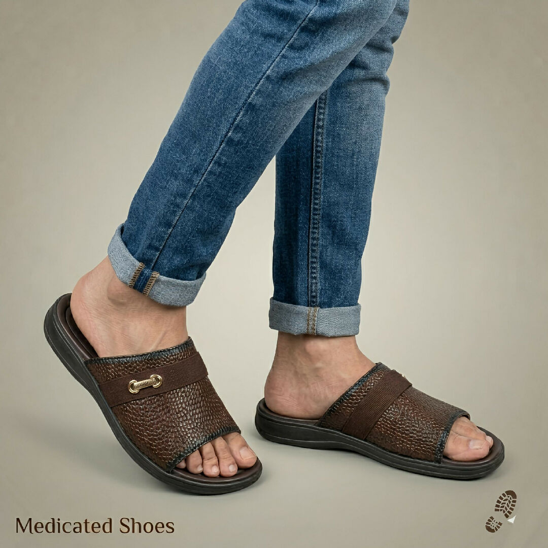 Premium Comfort Orthopedic Medicated Slippers for Men Soft Sole Pain Relief Footwear