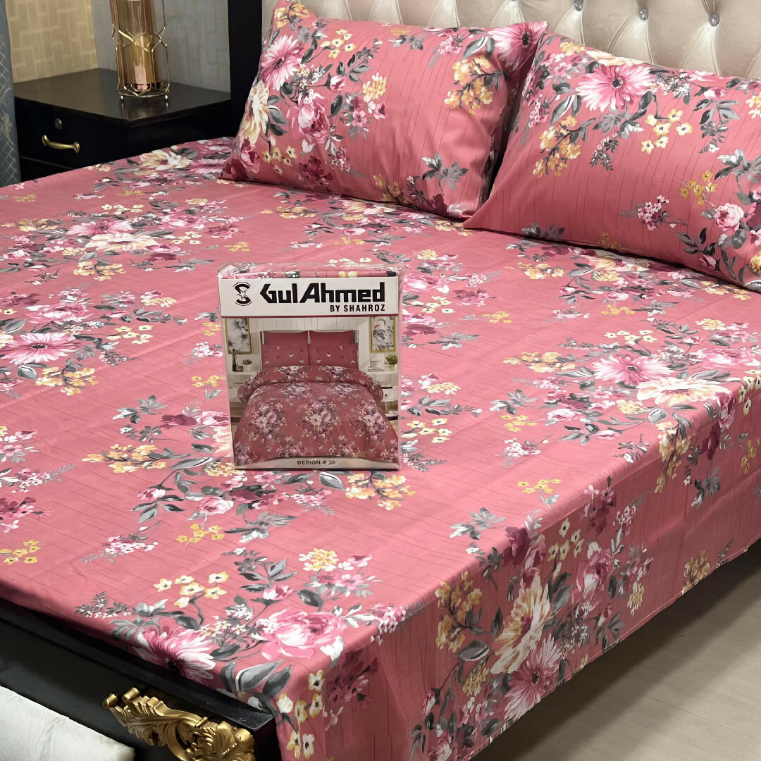 Premium Cotton Salonica Printed King Size Double Bed Sheet with 2 Pillow Covers for Gifting and Home Use