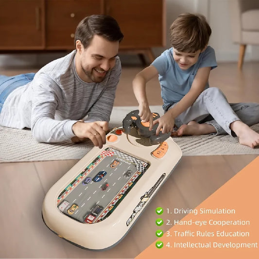 Musical Steering Wheel Racing Car Toy Racing Adventure Car Steering Wheel for Kids Toddler Driving Simulator with Lights Sounds Educational Race Car Game for Boys Girls Birthday Gift