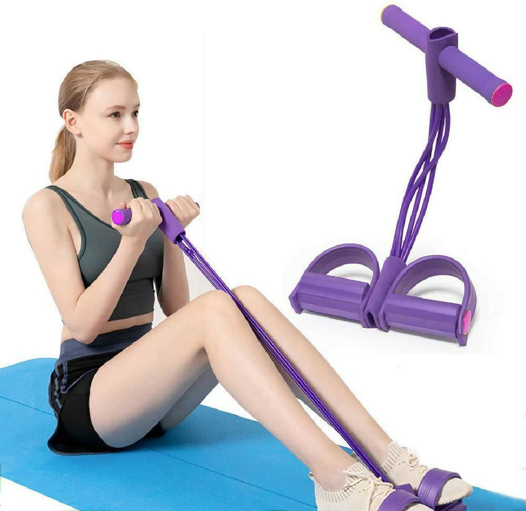 Foot Pedal Resistance Band Elastic Sit-Up Pull Rope Yoga Fitness Gym - Elastic Pull Ropes Tummy Trimmer - Random Color