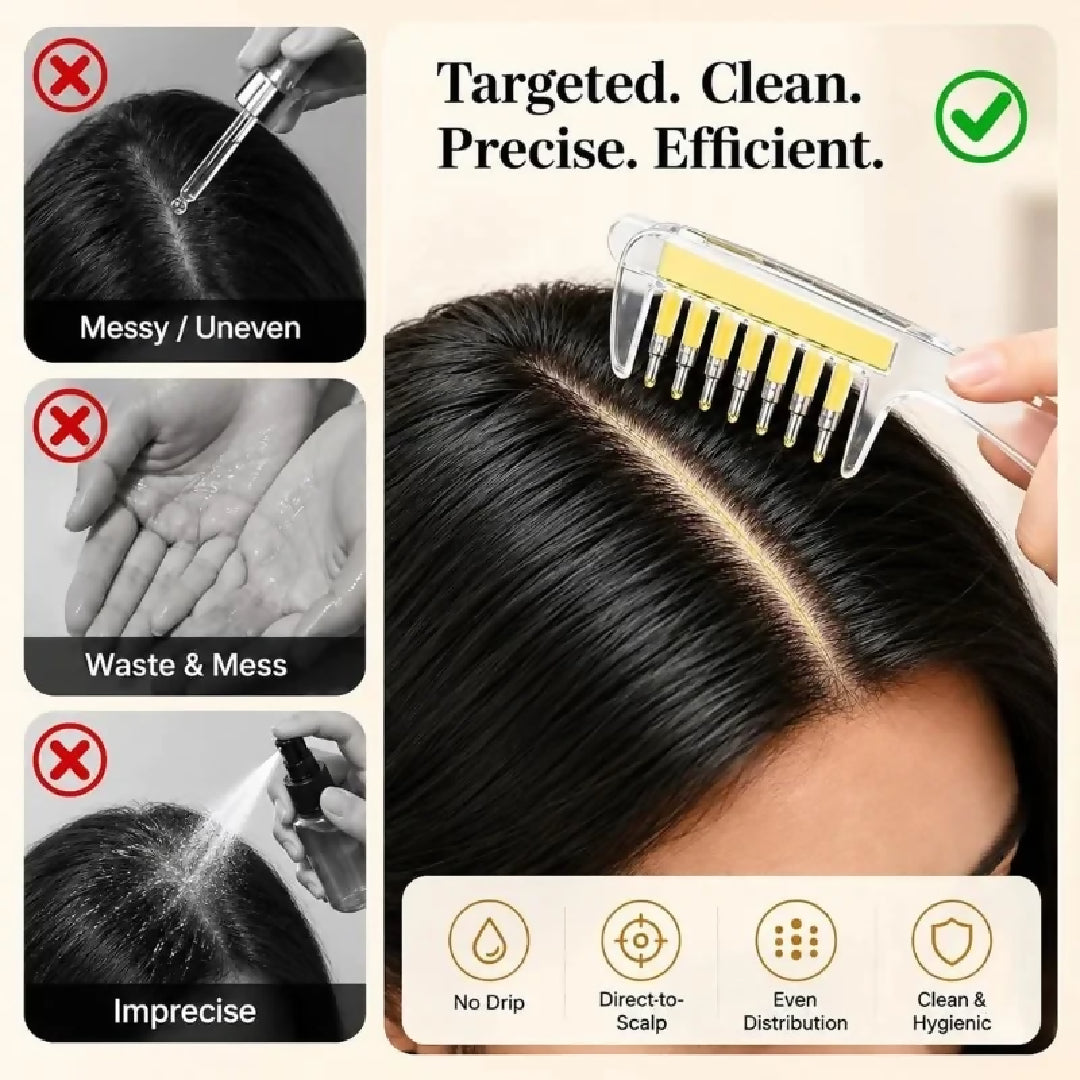 Transparent Hair Oil Applicator Comb Refillable Scalp Massage Comb with Built In Oil Reservoir Leakproof Hair Serum Distribution Brush Unisex