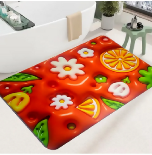 3D Visual Anti-Slip Absorbent Mat Bath Mat Rug Quick Dry Super Absorbent Non-Slip Thin Bathroom Rugs Fit Under Door Random color