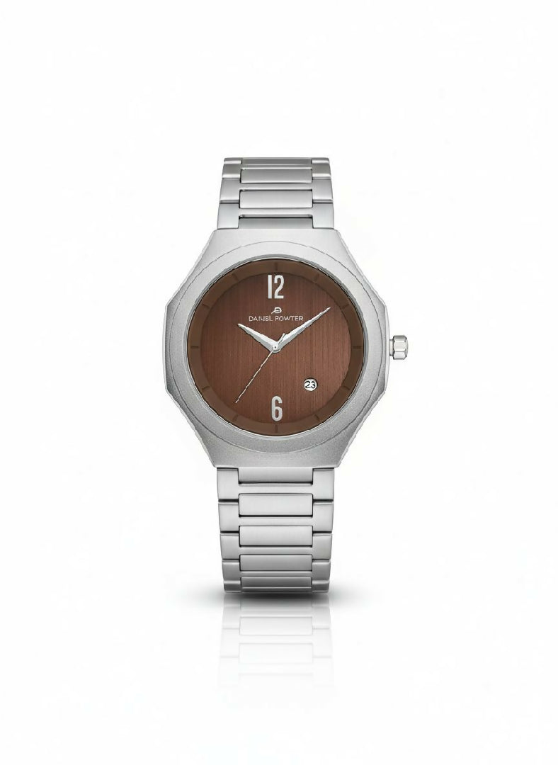 DANIEL POWTER MEN BROWN SILVER WATCH