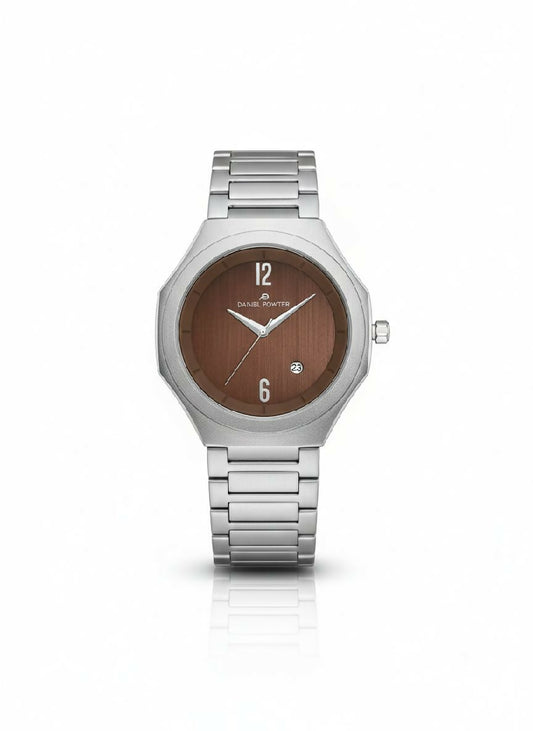 DANIEL POWTER MEN BROWN SILVER WATCH