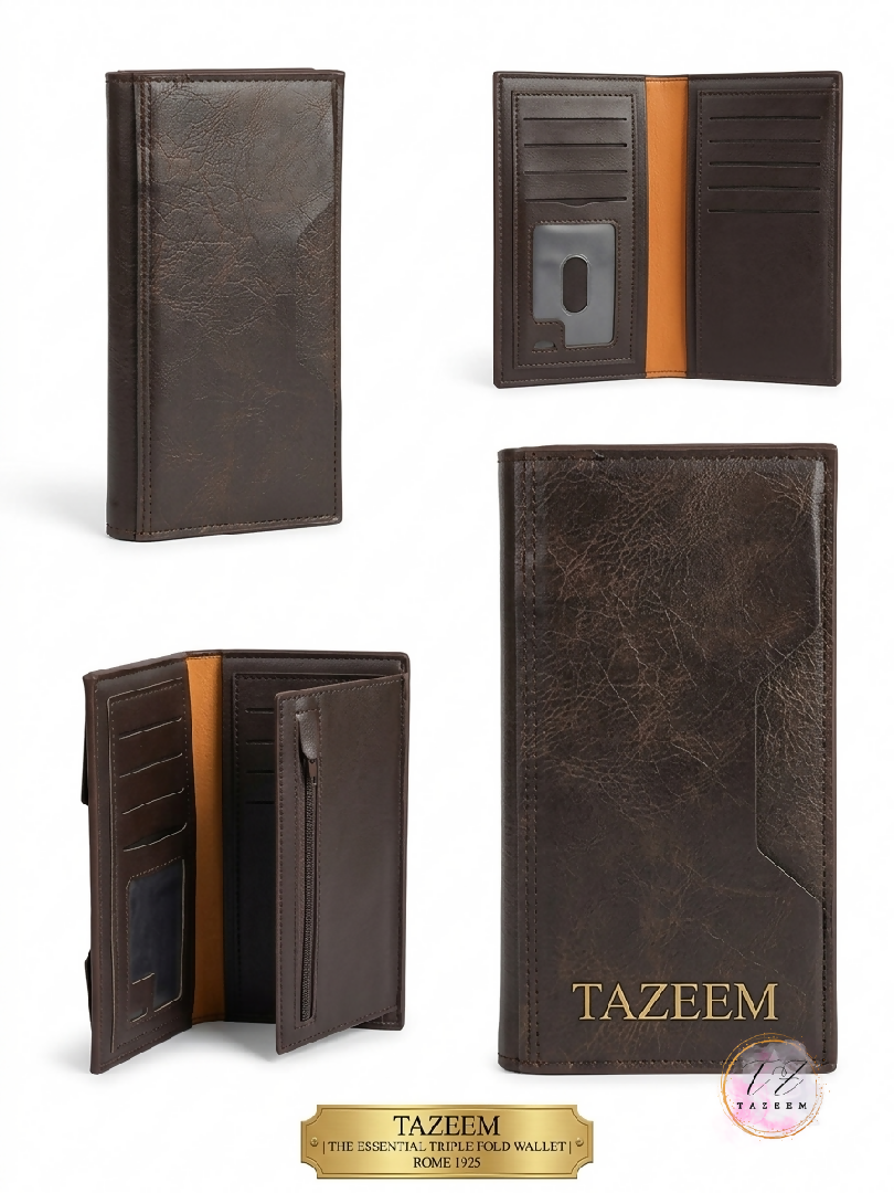 Long Leather Black And Brown Wallet