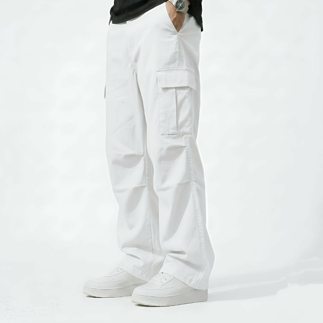 6-Pocket Baggy Cargo Trousers for Men - Cotton Lycra Stretchable Fit