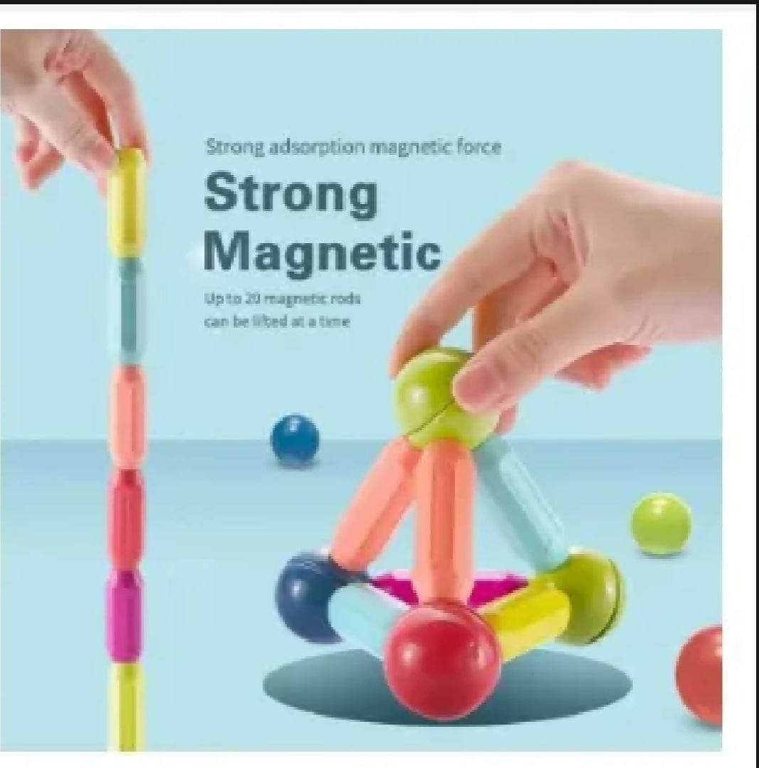 Magnetic Toys Building Blocks 36 PCS Kids Magnet Balls and Rods Set Toddler STEM Sticks Toy Learning Educational Block Games Stacking Toys for Boy Girl Age 3 Years Old Preschool
