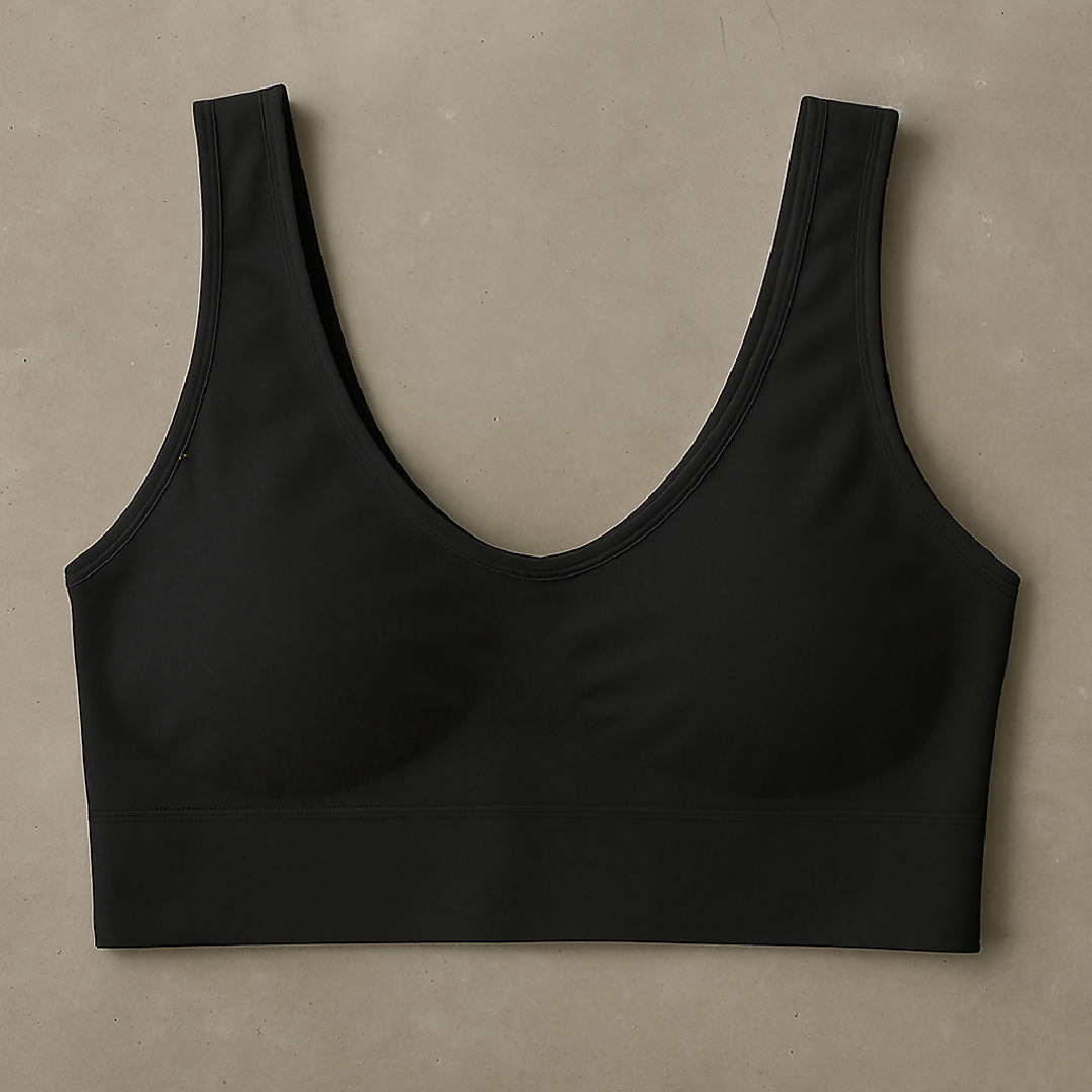 Ladies Air Bra - Soft Jersey Fabric - Plain Non-Padded Design - Comfortable Lightweight Everyday Wear Lingerie in Black Color - Stretchable Size