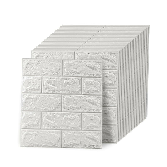 3D Brick Wall Sticker 70x77cm White
