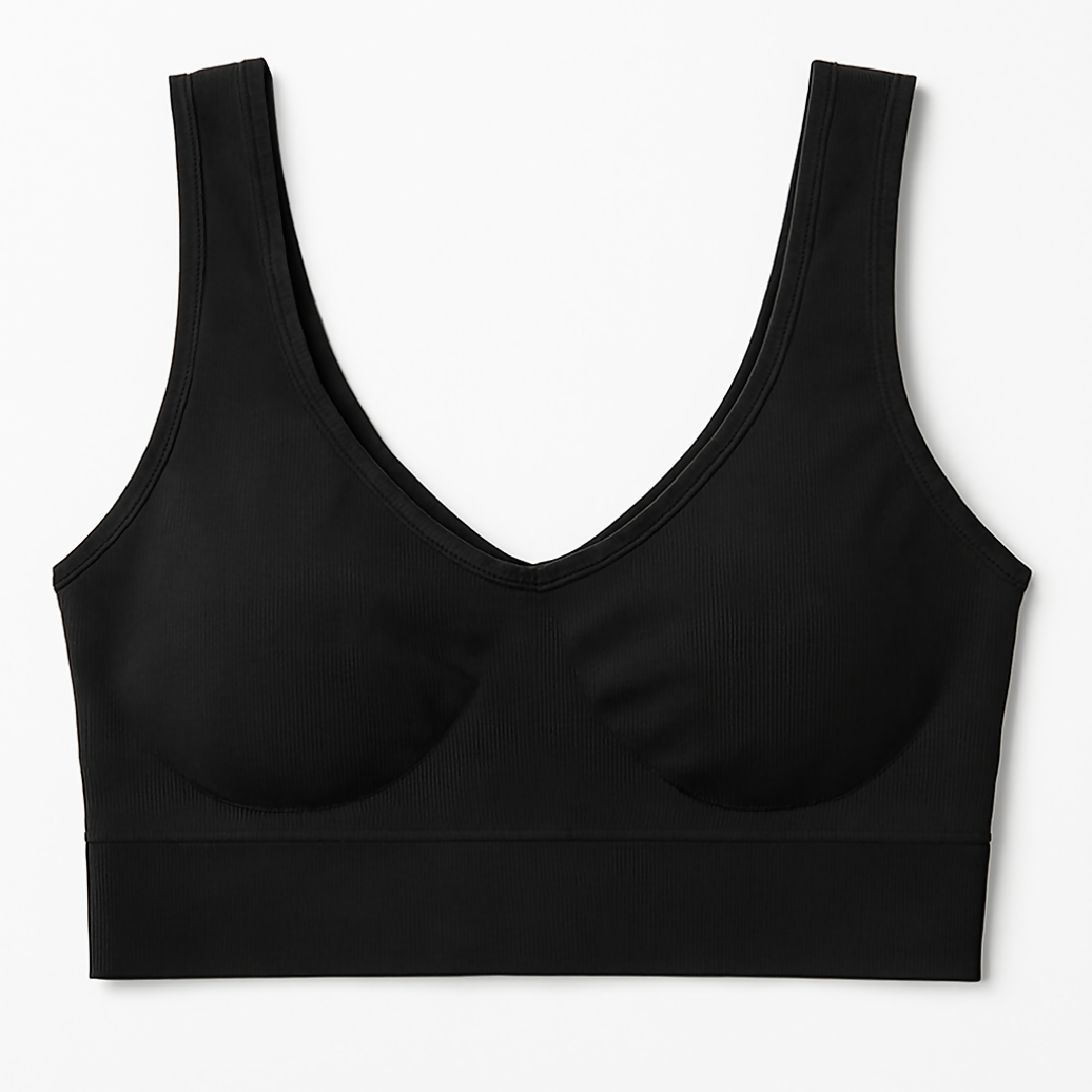 Ladies Air Bra - Soft Jersey Fabric - Plain Non-Padded Design - Comfortable Lightweight Everyday Wear Lingerie in Black Color - Stretchable Size