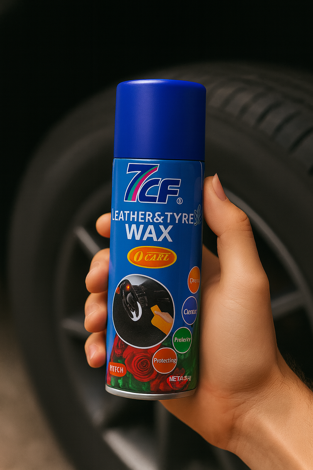7FC Leather and Tyre Wax 450ML Yulan   High Gloss Shine and Protection