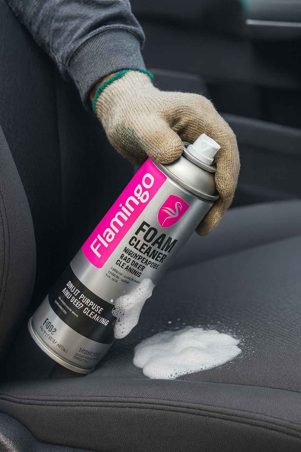 Flamingo Foam Cleaner F002 650ML  Multi Purpose Interior and Upholstery Cleaning Spray for Cars and Homes
