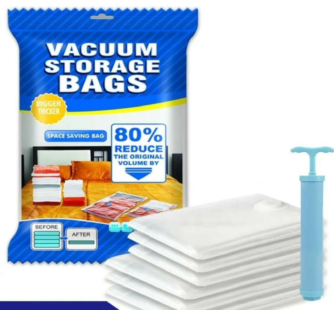 Vacuum Storage Bags 5 Bag And 1 Suction Pump for Travel Space Saver