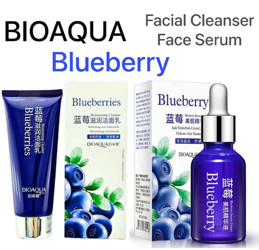 Pack Of 2 BIOAQUA Blueberry SET Facial Cleanser Face Serum