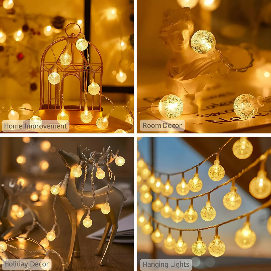 Crystal White Bulb Starry Lights Warm Golden Glow Decorative String Lights