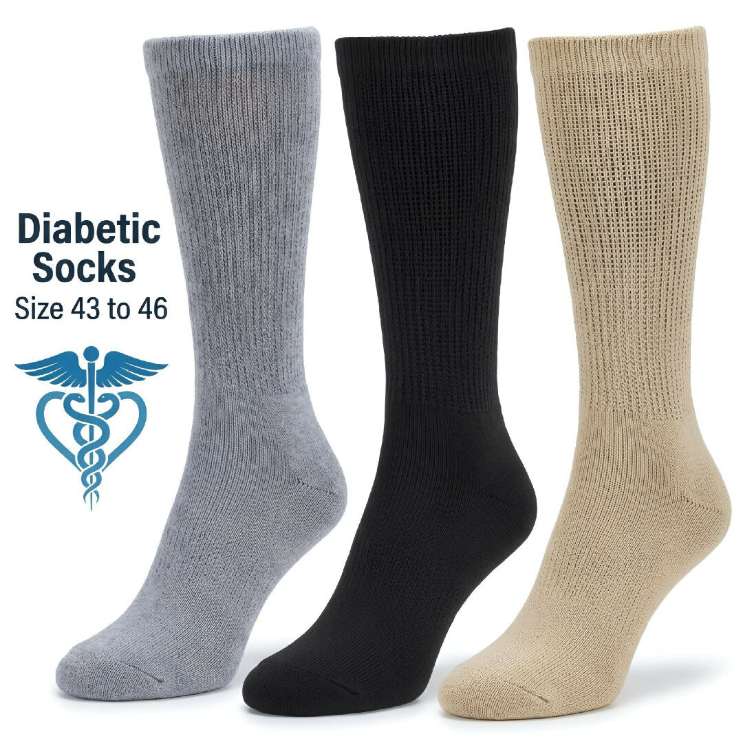Unisex Premium Diabetic Socks Pack Loose Top Non Binding Cotton Socks for Sensitive Feet