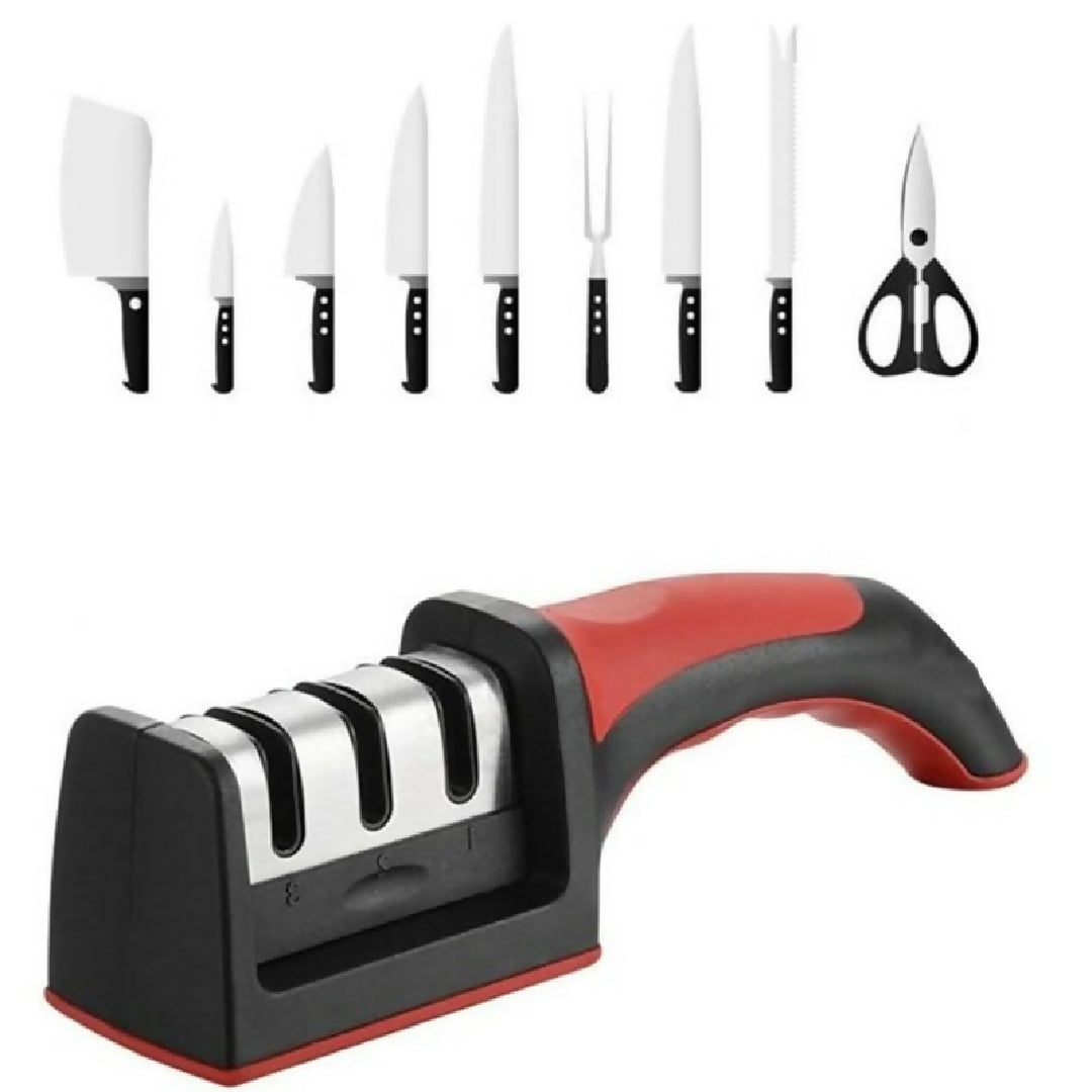 3 in 1 Knife Sharpener Set with Ceramic Peeler 3 Stage Blade Restorer