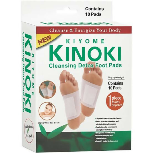 KINOKI BOX PACKING Kinoki Cleansing Detox Foot Pads are adhesive patches that are applied to the soles of the feet typically overnight Manufacturers claim these pads draw out toxins from the body