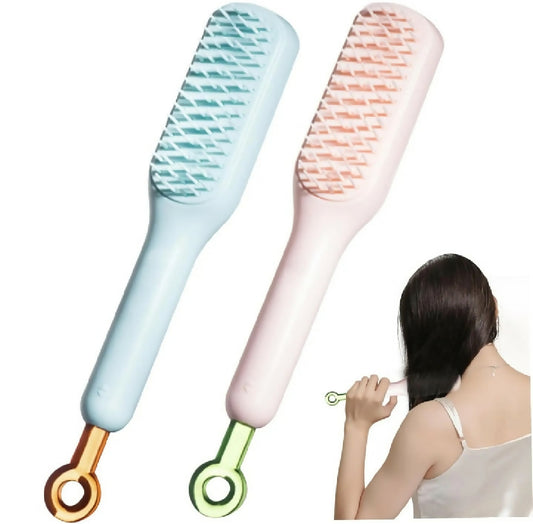 Pack of 2 Self Cleaning Hair Brush One Click Hair Removal Detangling Comb