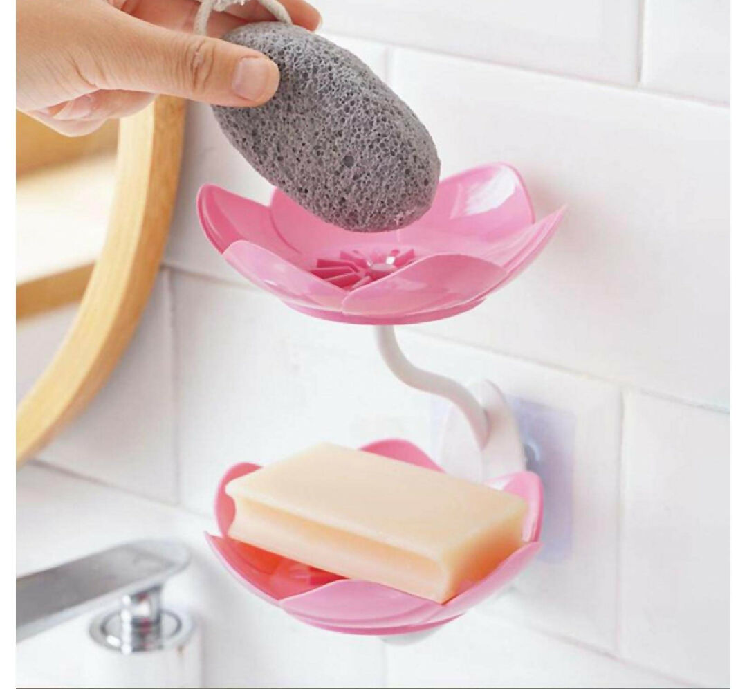 Lotus Flower Wall-Mounted Soap Holder - Self-Draining Bathroom and Kitchen Organizer - Pack of 2