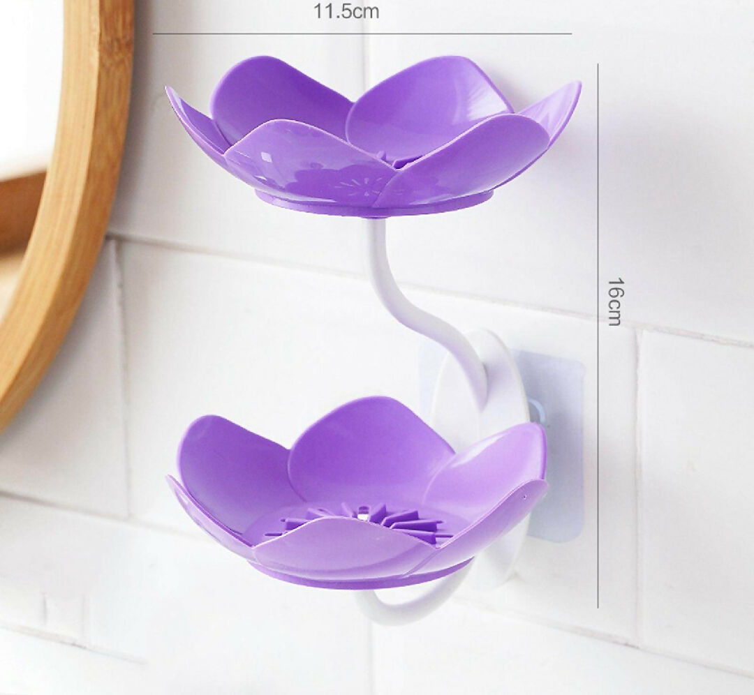 Lotus Flower Wall-Mounted Soap Holder - Self-Draining Bathroom and Kitchen Organizer - Pack of 2