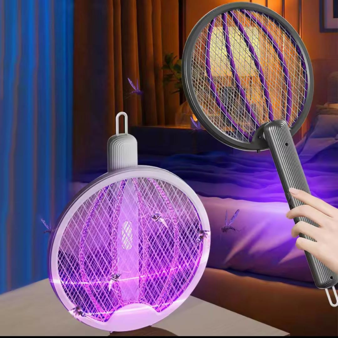 Foldable Mosquito Killer Trap - Electric Rechargeable Bug Zapper Racket For Indoor And Outdoor Mosquito And Insect Control - Random Color