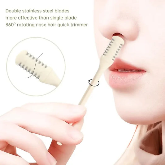 2 Pcs Nasal Manual Nose Hair Trimmer Set 360 Rotating Safe Painless Nasal Hair Remover