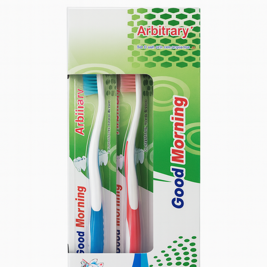 Pack of 2 Good morning arbitrary soft brush with tongue cleaner