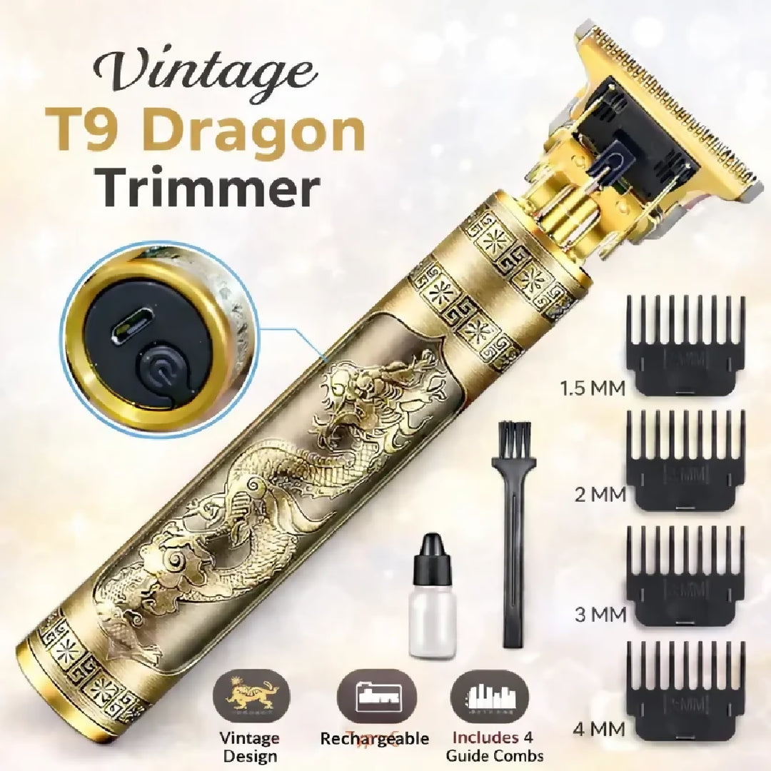 T9 Trimmer - Vintage T9 Gold Hair Trimmer - Premium Body Dragon Shape T9 Hair Trimmer