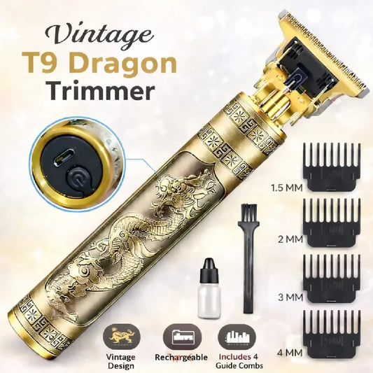 T9 Trimmer - Vintage T9 Gold Hair Trimmer - Premium Body Dragon Shape T9 Hair Trimmer
