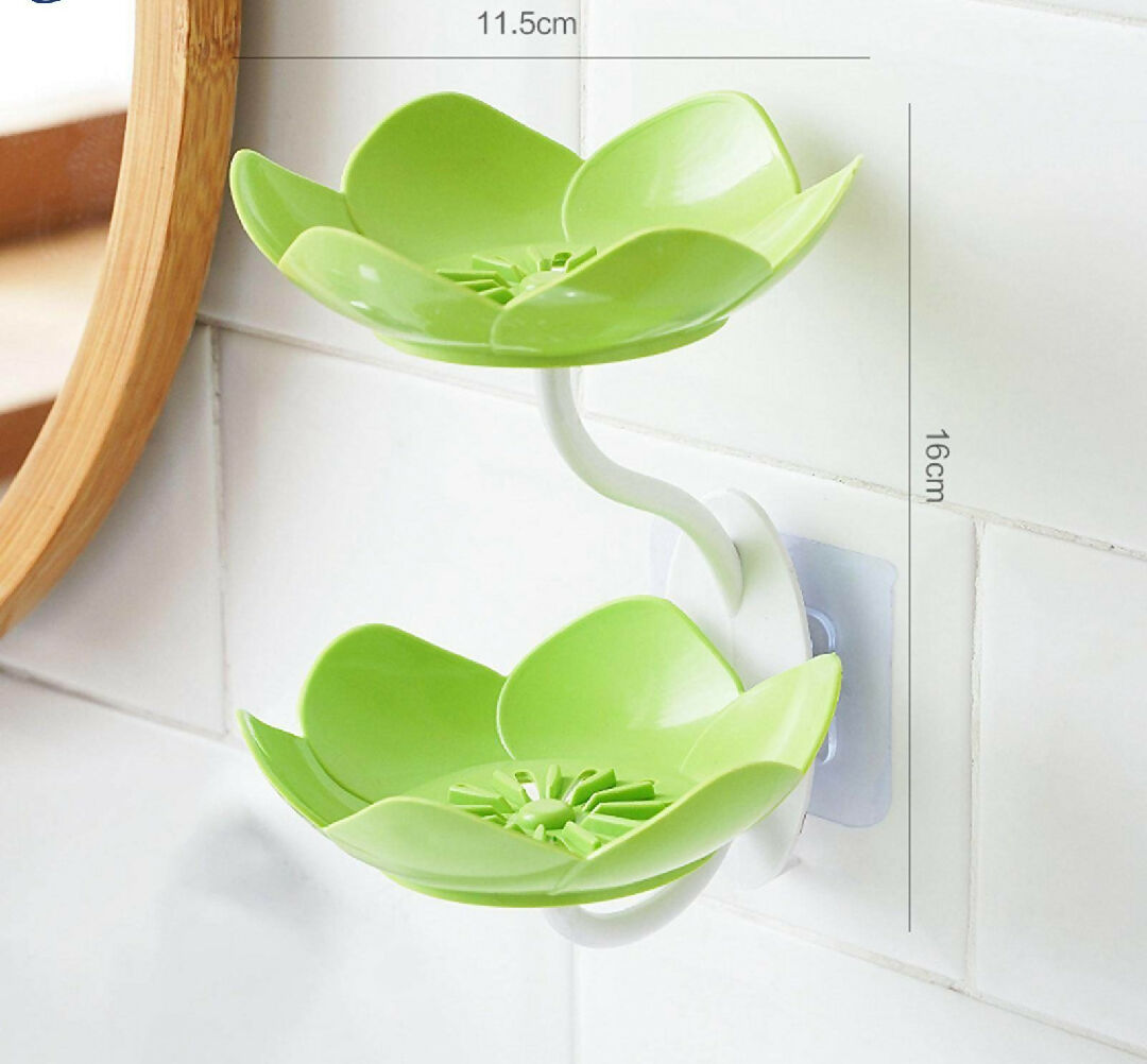 Lotus Flower Wall-Mounted Soap Holder - Self-Draining Bathroom and Kitchen Organizer - Pack of 2
