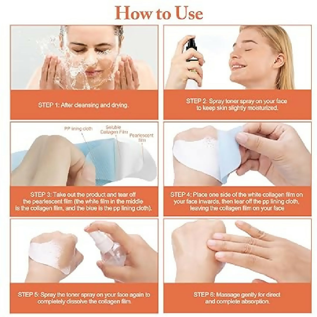 Collagen Dissolving Mask for Korean Glass Skin - Collagen Filler Instant Facial Mask - Without Box