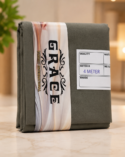 Premium Wash and Wear Unstitched Suit Fabric Ash Grey 4 Meter