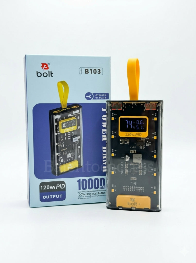 Bolt B103 22 W PD Fast Charging 10000mAh Transparent Power Bank With Digital Display